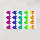 Wilde Regenbogenherzen auf weißen Visitenkarten Visitenkarte (Rückseite)