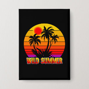 Wilde Retro-Sommer-Vibes mit Palmen-Design Button