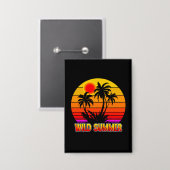Wilde Retro-Sommer-Vibes mit Palmen-Design Button (Vorderseite/Rückseite)