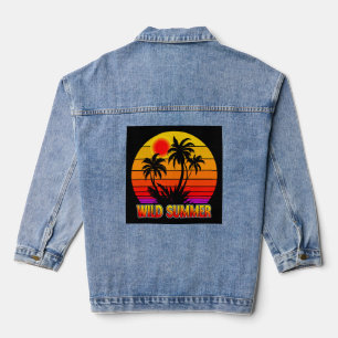 Wilde Retro-Sommer-Vibes mit Palmen-Design Jeansjacke