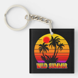 Wilde Retro-Sommer-Vibes mit Palmen-Design Schlüsselanhänger