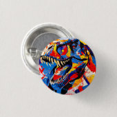 Wilde Retro-T-Rex-Dinosaurier-Fusion Button (Vorne & Hinten)
