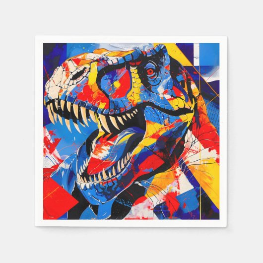 Wilde Retro-T-Rex-Dinosaurier-Fusion Serviette (Vorderseite)