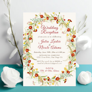 Wilde Ringelblumen-Blüten-Hochzeitsempfang Einladung