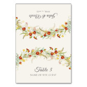 Wilde Ringelblumen-Hochzeitsplatzkarte Tischnummer (Vorderseite)