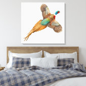 Wilde Ringneck Pheasant ummantelte Canvas Leinwanddruck (Insitu (Schlafzimmer))