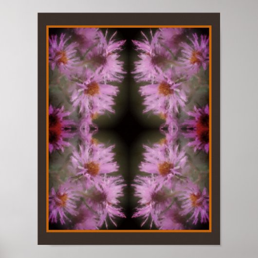 Wilde rosa Astern-Blumenkunst Vintage Poster (Vorne)