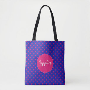 Wilde rosa Punkte auf Blau Tasche