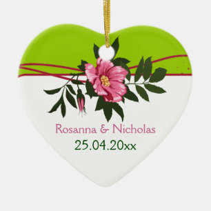 Wilde rosa Rose florale Hochzeit limettengrüne Eri Keramikornament