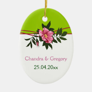 Wilde rosa Rose florale Hochzeit limettengrüne Eri Keramikornament