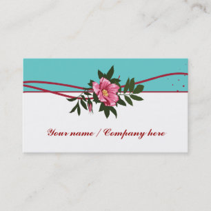 Wilde rosa teal Rosen Blumen Geschäftskarte Visitenkarte