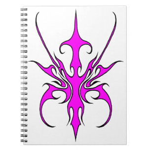 Wilde rosa und schwarze Stammeslinien-Kunst-Illust Notizblock