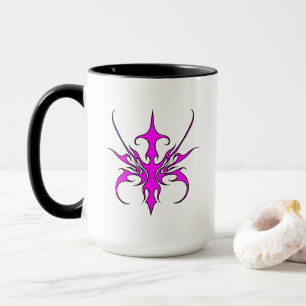 Wilde rosa und schwarze Stammeslinien-Kunst-Illust Tasse