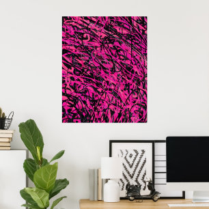 Wilde rosa und schwarze Wirbel Poster