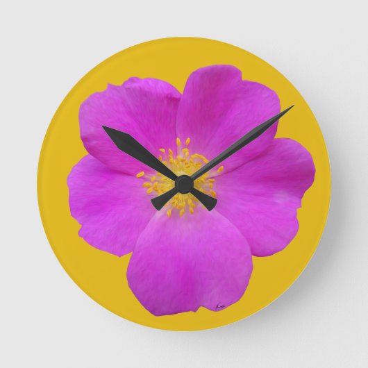 Wilde Rose 2 Runde Wanduhr (Vorderseite)