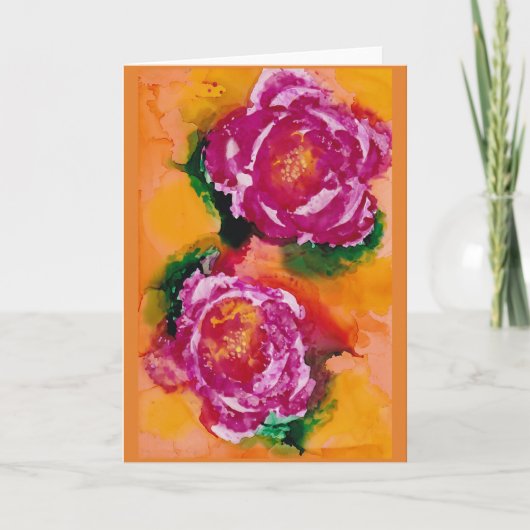 "Wilde Rose" - Alkoholtink Kunst Karte (Vorderseite)