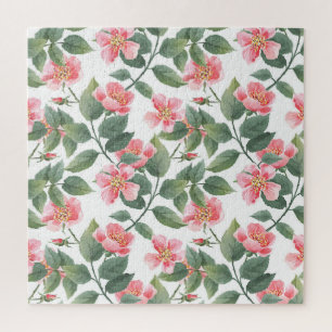 Wilde Rose Aquarellblume Nahtlos Puzzle