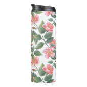 Wilde Rose Aquarellblume Nahtlos Thermosbecher (Nach rechts gedreht)
