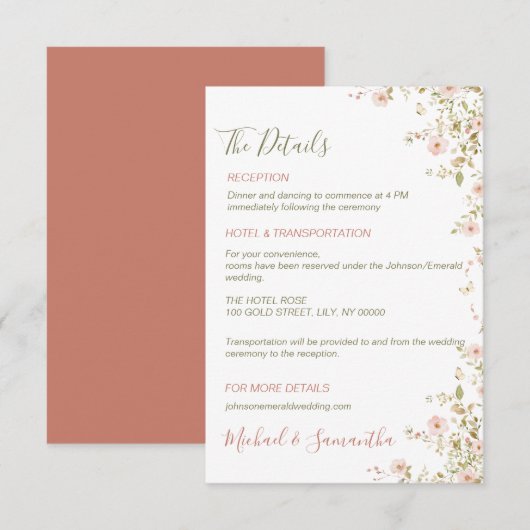 Wilde Rose Begleitkarte (Vorne/Hinten)