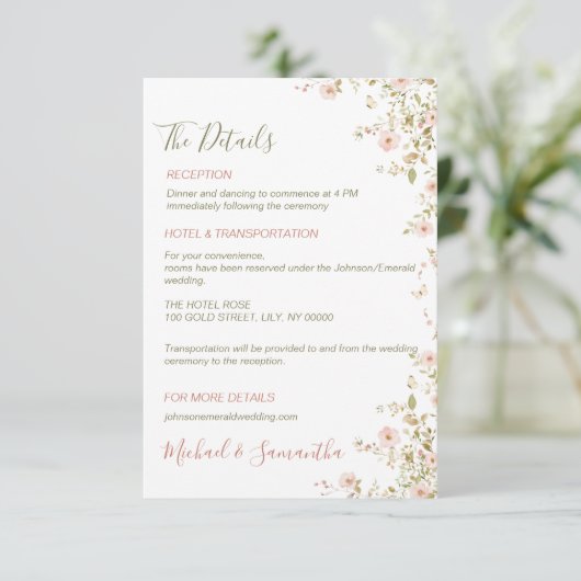 Wilde Rose Begleitkarte (Stehend Vorderseite)