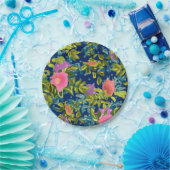 Wilde Rose, blauer Hintergrund, wilde Rose, Rose, Pappteller (Party)