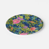 Wilde Rose, blauer Hintergrund, wilde Rose, Rose, Pappteller (Schrägansicht)