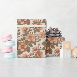 Wilde Rose blüht in erdigen Terrakotta-Tönen  Geschenkpapier
