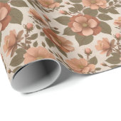 Wilde Rose blüht in erdigen Terrakotta-Tönen  Geschenkpapier (Rolleneckpunkt)