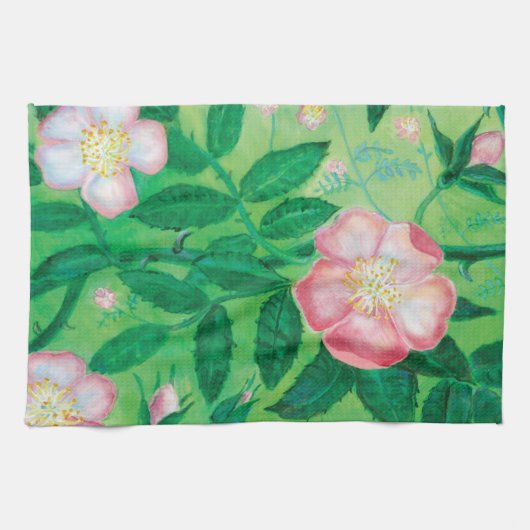 Wilde Rose Blume Geschirrtuch (Horizontal)