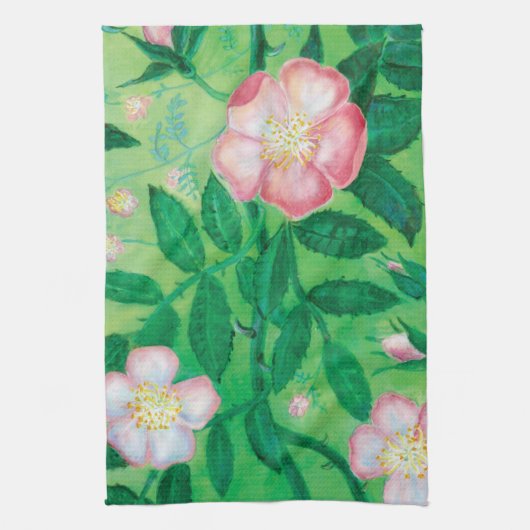 Wilde Rose Blume Geschirrtuch (Vertikal)