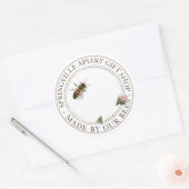Wilde Rose Blume Honigbiene aus Honig von Bienen Runder Aufkleber (Umschlag)
