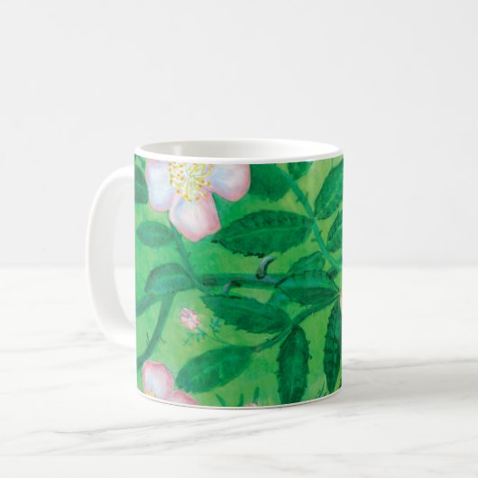 Wilde Rose Blume Kaffeetasse (Vorderseite Links)