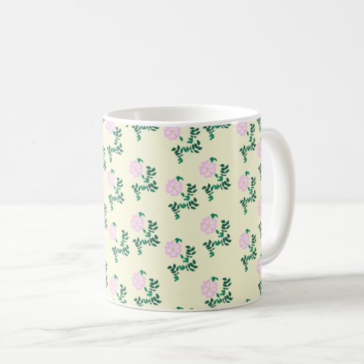 Wilde Rose Blume Kaffeetasse (VorderseiteRechts)