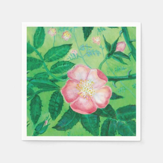 Wilde Rose Blume Servietten (Vorderseite)
