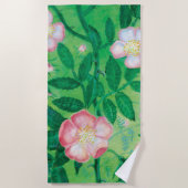 Wilde Rose Blume Strandtuch (Vorderseite)