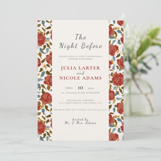 Wilde Rose Blumengarten Affäre Probe Abendessen Einladung (Stehend Vorderseite)