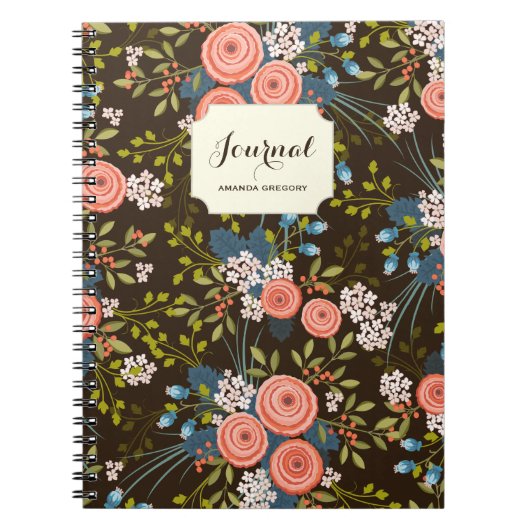 Wilde Rose Blumengarten Personalisiertes Notebook Notizblock (Vorderseite)