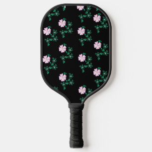 Wilde Rose - Blumenmuster auf schwarzem Hintergrun Pickleball Schläger