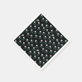 Wilde Rose - Blumenmuster auf schwarzem Hintergrun Serviette (Ecke)