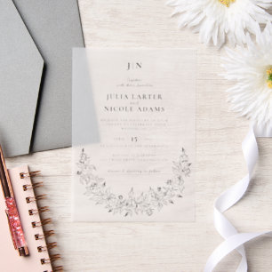 Wilde Rose Blütenblätter Garten Affäre Hochzeit Pergament Einladungen