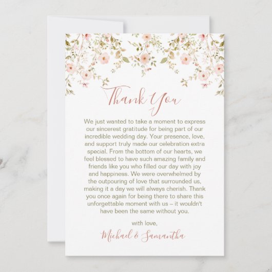 Wilde Rose Dankeskarte (Vorderseite)