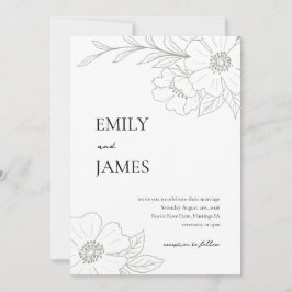 Wilde Rose Einfache Hochzeit Einladung in Sage