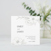 Wilde Rose Einfache Hochzeit Einladung in Sage (Stehend Vorderseite)