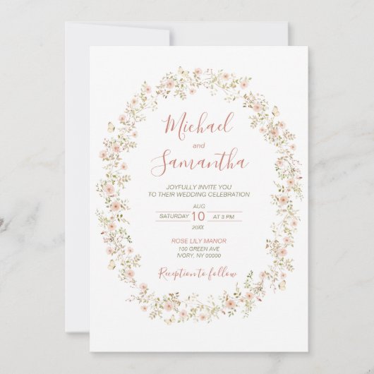 Wilde Rose Einladung (Vorderseite)