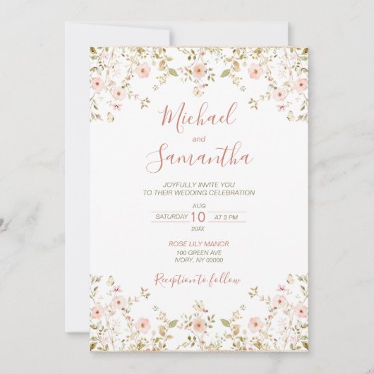 Wilde Rose Einladung (Vorderseite)