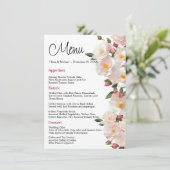 Wilde Rose Elegante Hunde Rose Hochzeit Menükarte (Stehend Vorderseite)