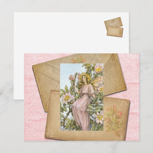 Wilde Rose Fairy Card Postkarte (Vorne/Hinten)