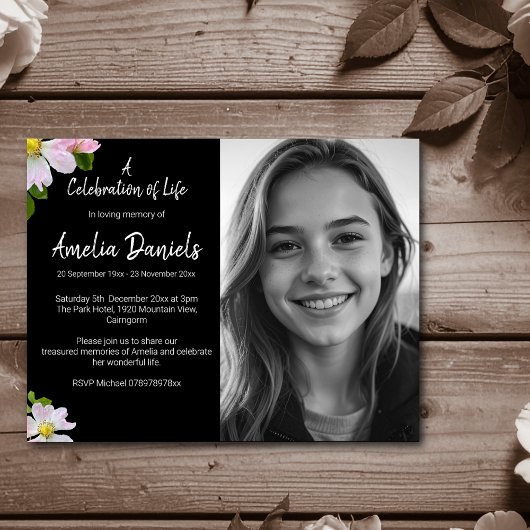 Wilde Rose - Feier des Lebens - Fotokarte Einladung