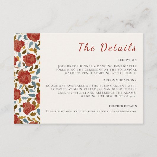 Wilde Rose Floral Petals Garden Affair Wedding Begleitkarte (Vorderseite)