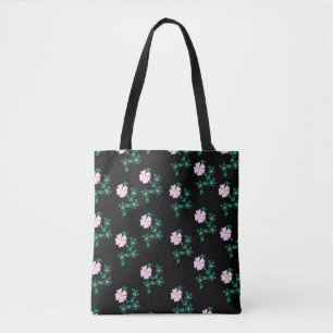 Wilde Rose - Florales Muster auf schwarzem Hinterg Tasche